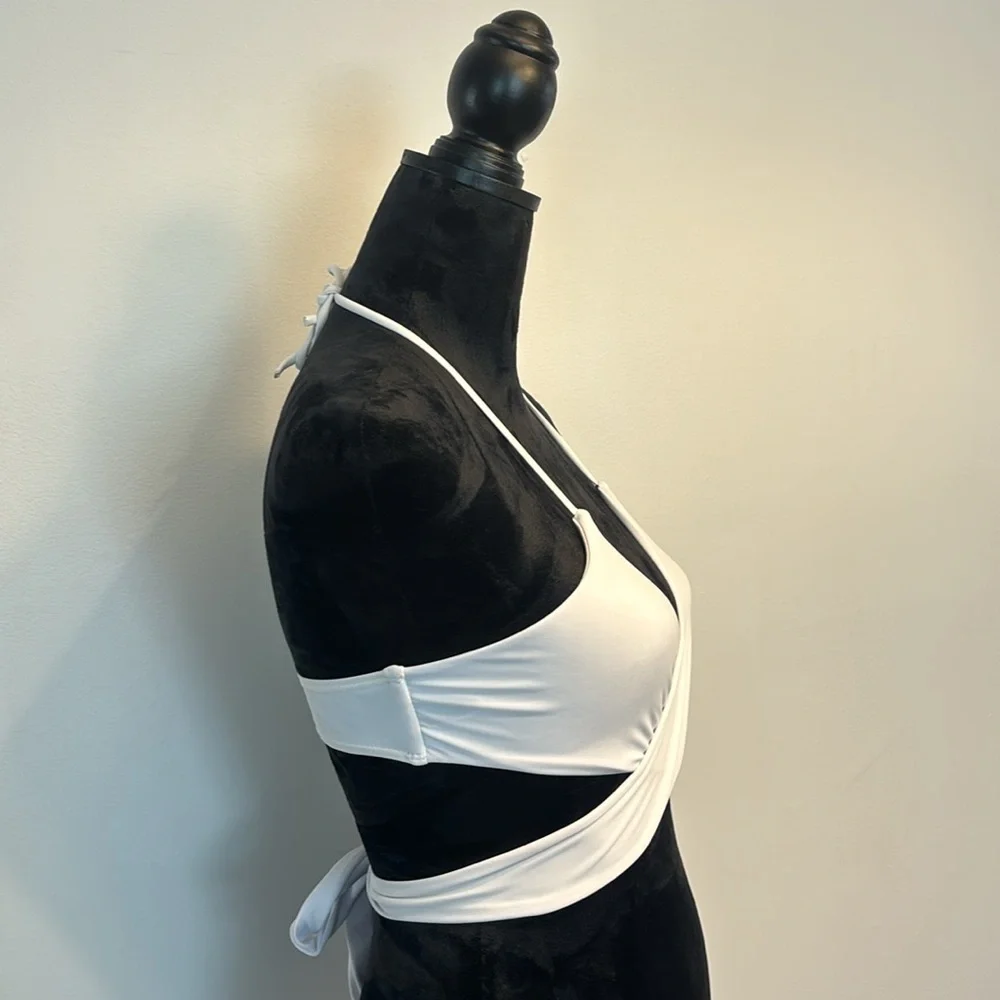 Women’s White Halter Wrap Bikini Top